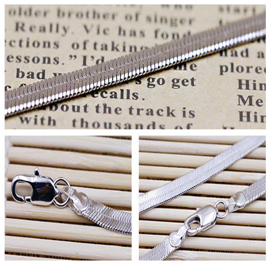 Collier chaîne serpent vintage argent plaqué platine unisexe_voghion.com