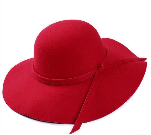 Spring and autumn wavy big brim big brim retro imitation wool felt hat women's fashion hat stage hat