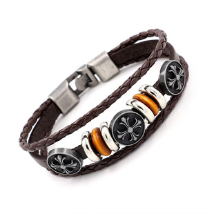 Beaded Buckle Cowhide Bracelet New Jewelry Eagle Leather Bracelet Wholesale display picture 9