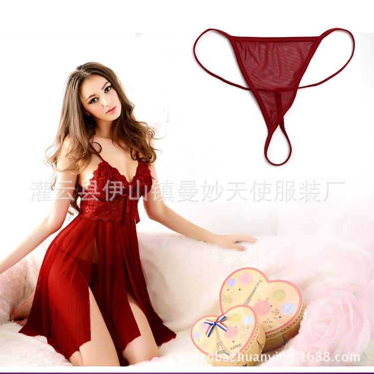 Foreign trade Ladies Europe and America interest Underwear Contains Adult sexy Lace Large Charming Gauze perspective Nightdress
