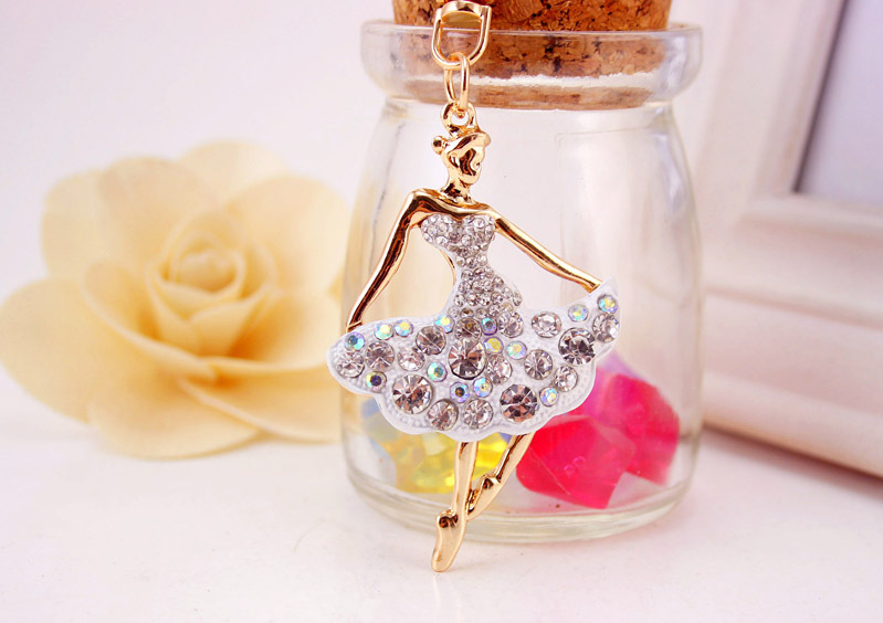 34g Weight Bag Charms Bag Accessories Type Rhinestones Inlay Material Alloy Material Human Pattern Kuxi Ornament Alloy Rhinestone Ballet Girl Car Key Ring Women Bag Accessories Key Chain Small Gift 17