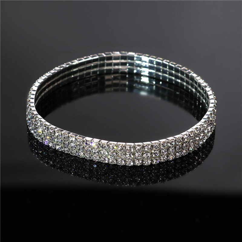 Simple crystalBracelet (10 rows of silver white diamond-k9)NHIM0653-10 rows of silver white diamond-k9