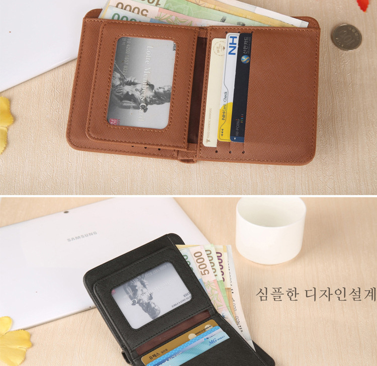 Korean  short solid color printing creative PU leather multifunction walletpicture2