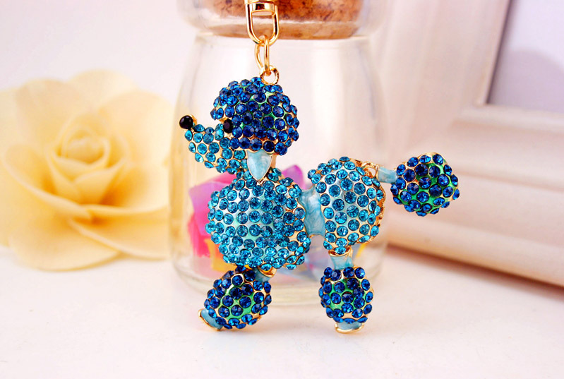43g Weight Alloy, Metal Material Animal Pattern Unisex Gender Coffee, Pink, Purple, Blue Color Poodle Dog Car Keychain 12