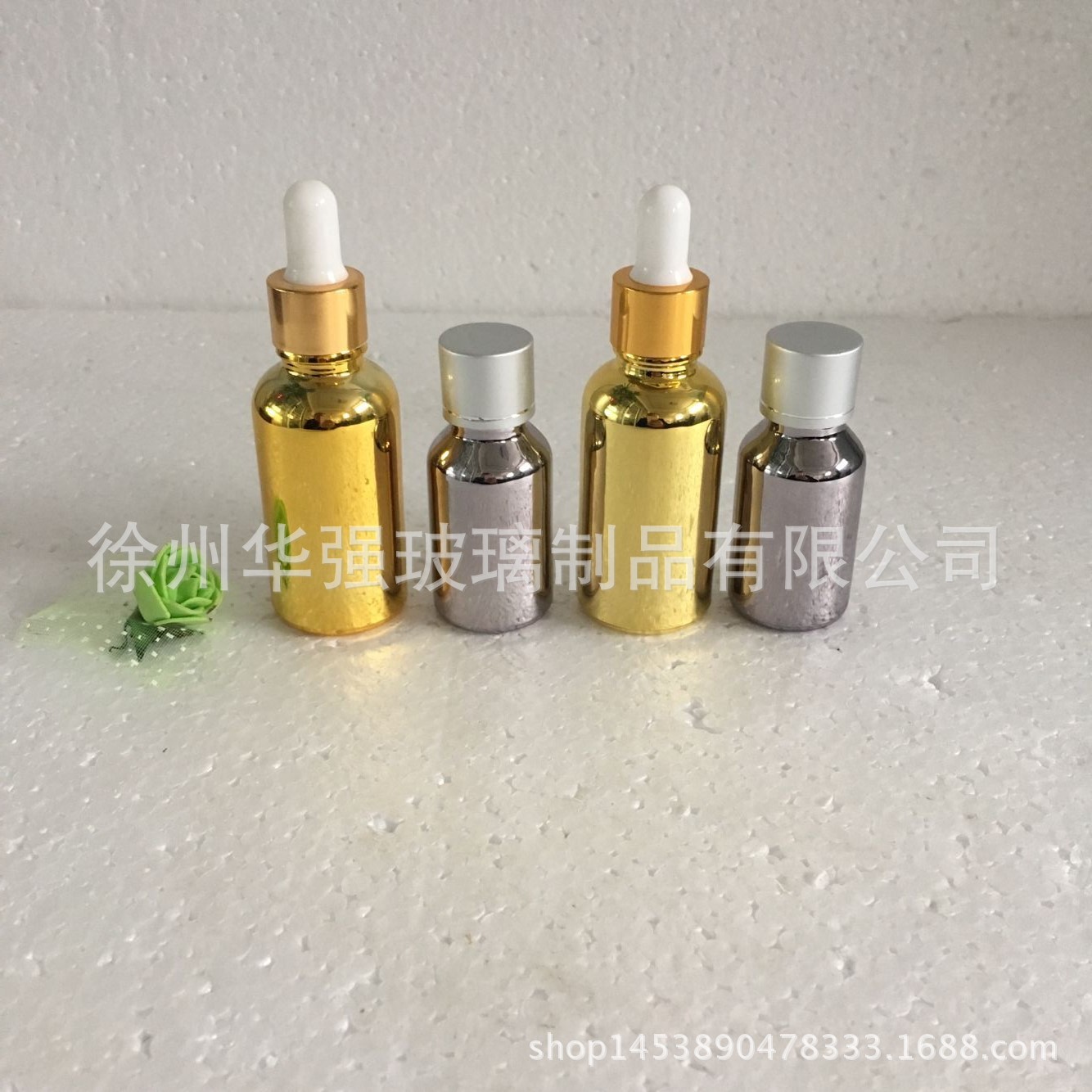 现货直供 30ml电镀银色精油瓶 配白胶头滴管精油瓶 精油玻璃瓶