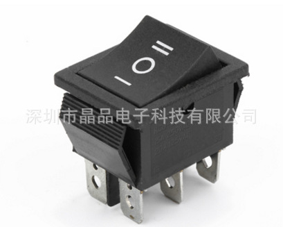 厂家供应船型开关 KCD4-203 六脚三档开关 全黑翘板开关电源开关