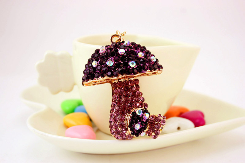 49g Weight Alloy, Metal Material Flower Pattern Unisex Gender Pink, Purple, Red, Green, Blue Color Mushroom Pendant Keychain 10