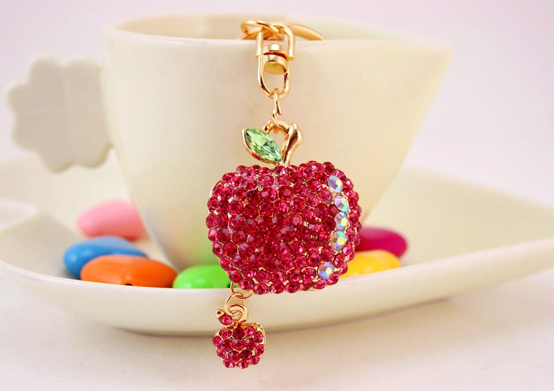 26g Weight Alloy, Metal Material Heart Pattern Unisex Gender White, Pink, Purple, Blue Color Cute Diamond-studded Small  Keychain 7