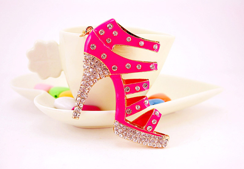 60g Weight Alloy, Metal Material Constellation Pattern Unisex Gender Rose Red, Red, Blue, Black Color Creative Cute Diamond-studded Ladies Oversized High Heels Keychain 6
