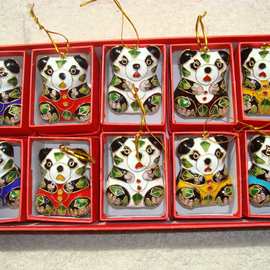 北京景泰蓝工艺品圣诞礼品传统珐琅铜胎掐丝熊猫动物摆件厂价直卖