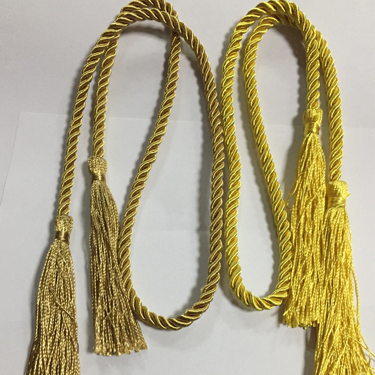 订做各种流苏吊穗酒盒包装绳 金黄色3股扭绳吊穗