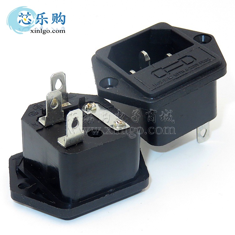 AC-03 10A 250V 3脚 铁脚 AC电源插座 带保险丝插座 [全新正品]