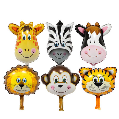 Aluminum balloons Cartoon Mini Animal head lion Dairy cow Giraffe tiger Monkey Aluminum Cartoon balloon