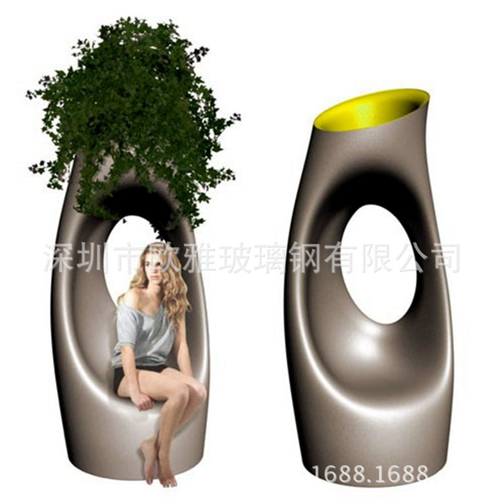 供应玻璃钢商场户外组合美陈花盆 时尚简约玻璃钢花器花盆