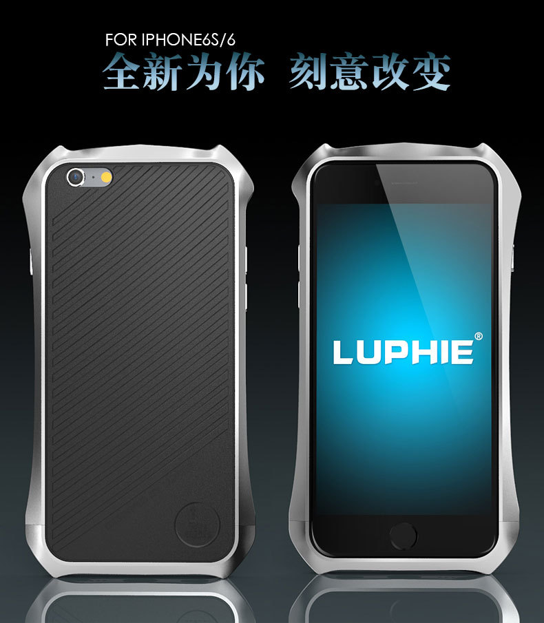 Luphie Batman Aluminum Metal Bumper Leather Back Cover Case for Apple iPhone 6S Plus/6 Plus & iPhone 6S/6