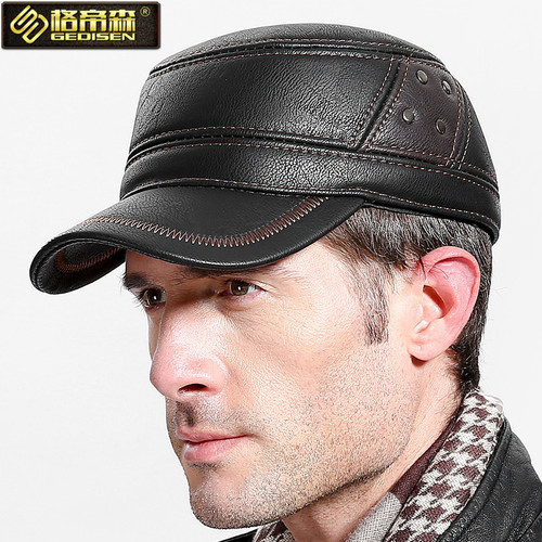 Elegant European and American Fashion Men's Duckbill Cap Flat Cap with Fleece Warm Hat Import Leather Hat Amazon AliExpress