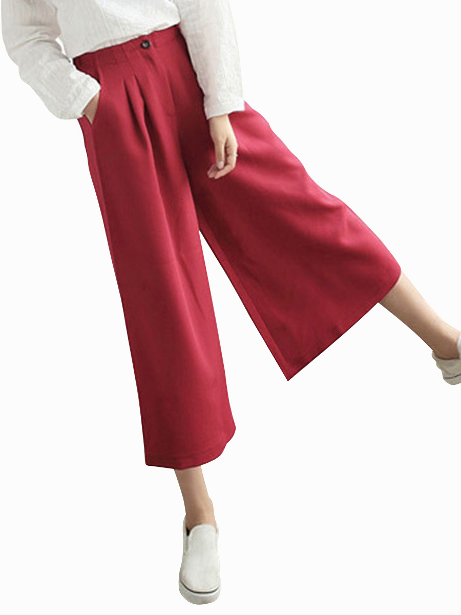 casual cropped wide-leg pants NSJR17275