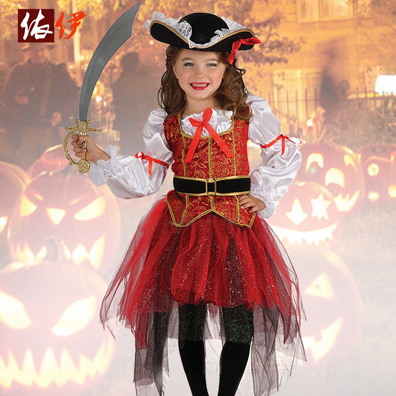 万圣节服装欧美儿童表演服女童角色扮演海盗cosplay套装跨境爆款 阿里巴巴