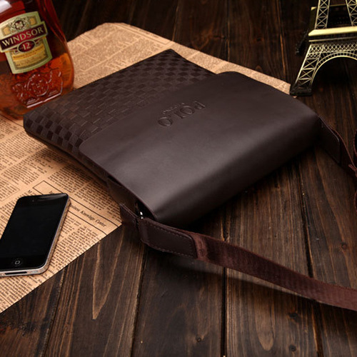 Cross-border foreign trade men's shoulder crossbody bag Korean version trendy checkerboard embossed new casual business bag factory direct sale