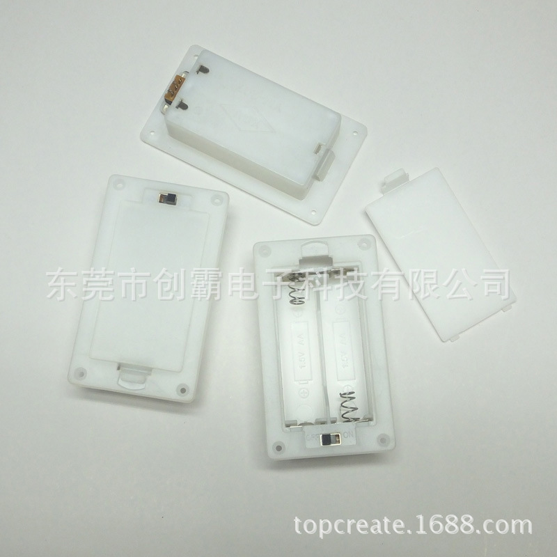 供应2节5号方形抠盖白色电池盒AA底座电池盒5号底座电池盒