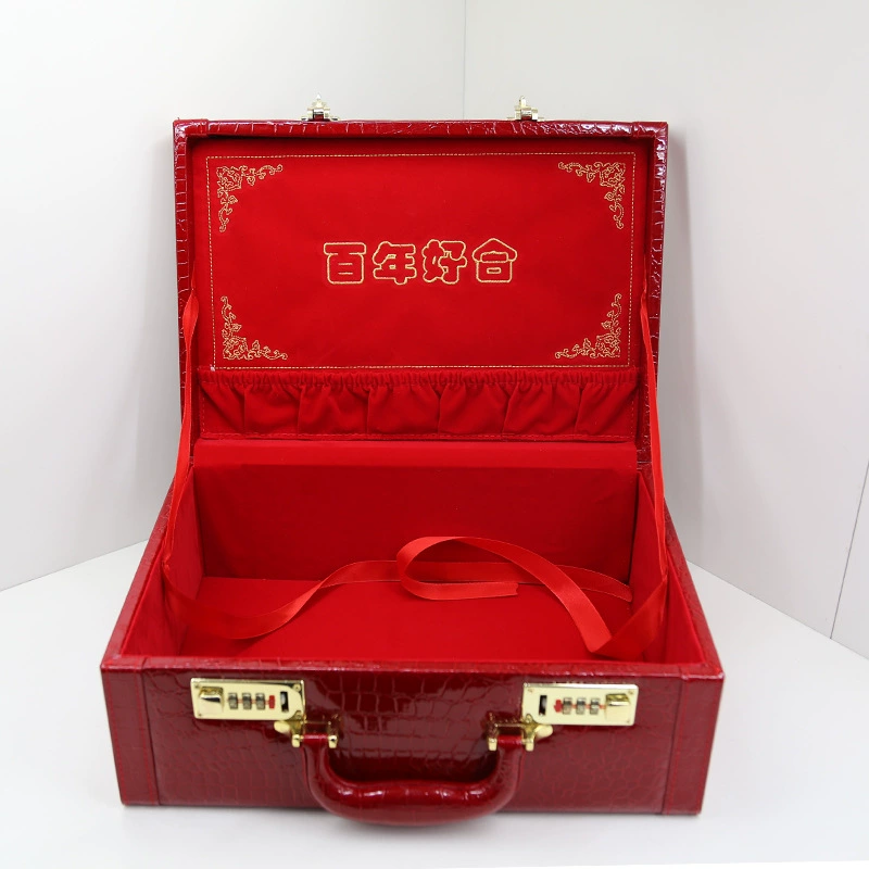 贝艾利 Wedding password box official box dowry box wedding box bride female red dowry box retro portable box