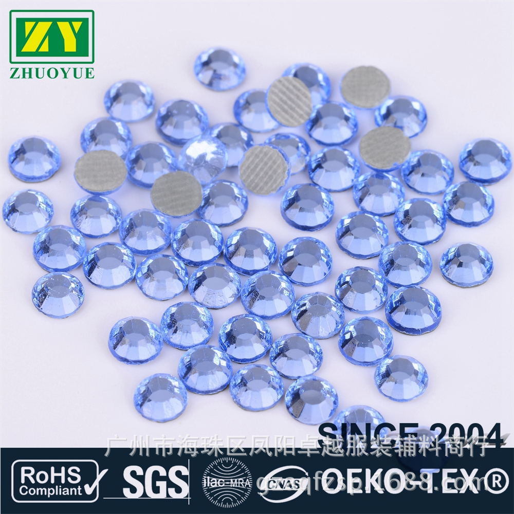 厂家批发浅蔚蓝色环保烫钻 通过OEKO-TEX测试超闪服装烫钻