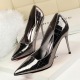 1570-1 European and American retro slim heel, high heel, shallow mouth, pointed metal stone, mirror sexy, thin nightclub shoes