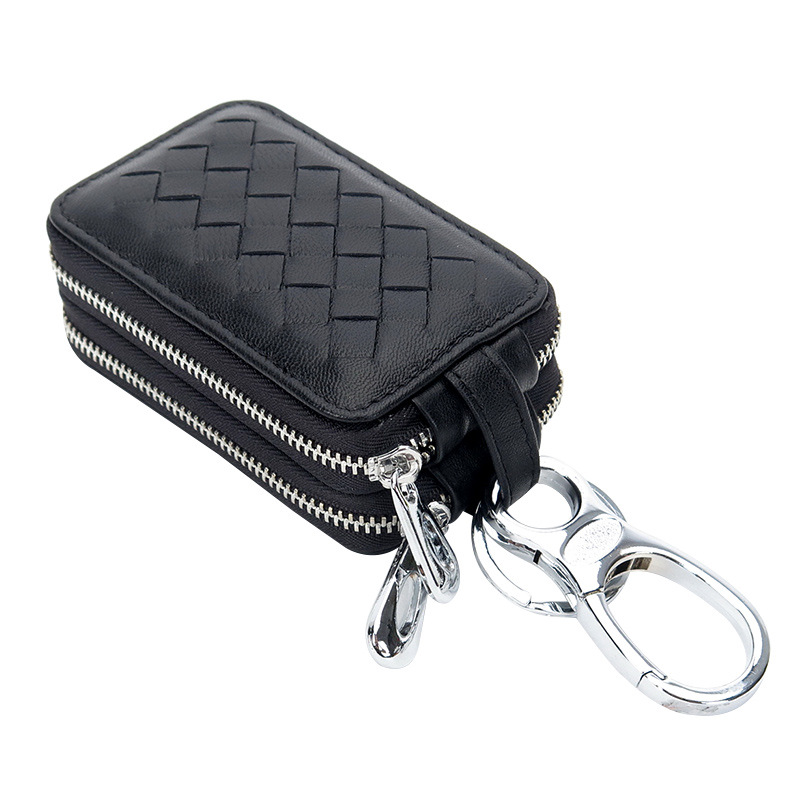 Genuine PU Leather Housekeeper Car Key Case Zipper Pouches