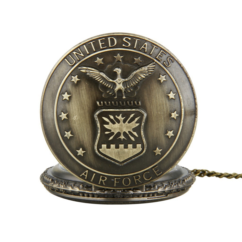 Large Bronze Five-pointed Star Eagle Shield European and American Retro Style Pocket Watch Nostalgia Pocket Watch 8157