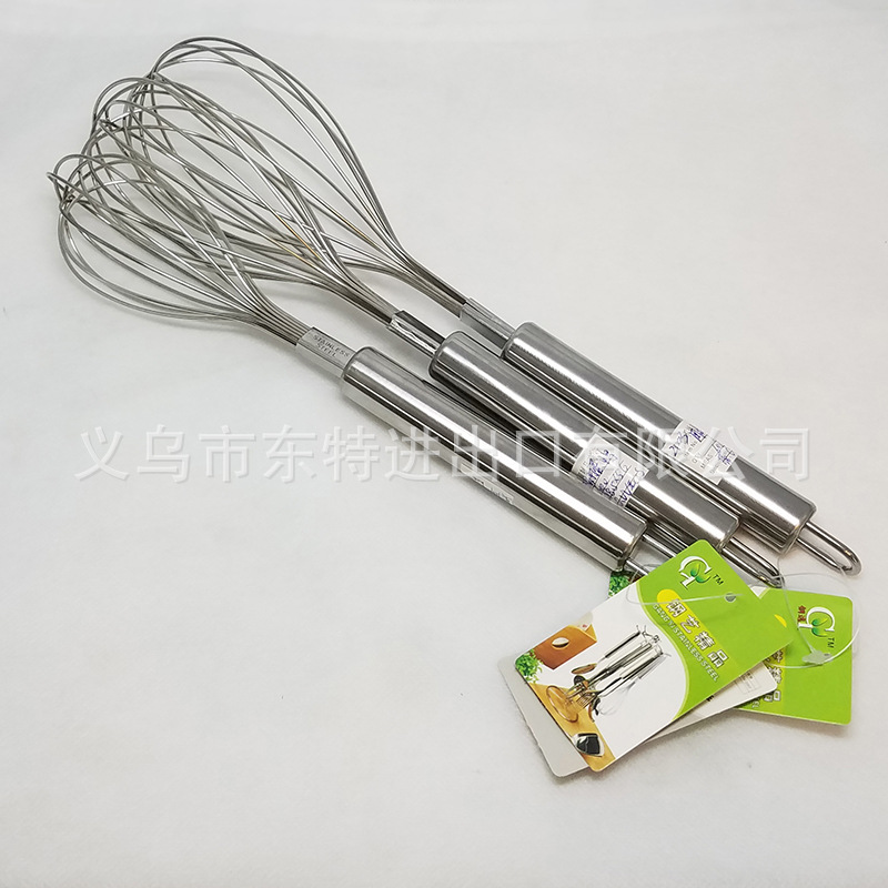 Factory direct sales of stainless steel egg beaters, steel-handled household baking supplies, manual egg beaters detail image 8