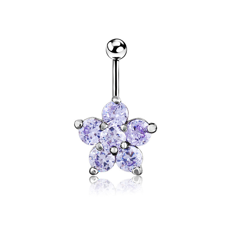 Piercing Jewelry Zircon Plum Blossom Belly Button Ring Fashion Belly Button Nail display picture 3