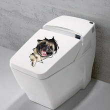 14110新款创意小狗破墙装饰贴纸卫生间坐便器卫生间马桶贴盖贴画