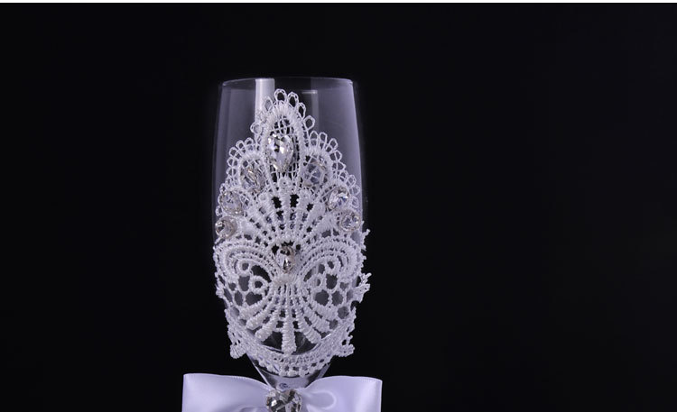 Europische und amerikanische Hochzeit transparentes Glas Weinglas Geschenkbox Set kreative Hochzeit liefert Kuchenmesser Schaufel hochfiges Rotweinglaspicture4