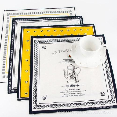 European simple teapot dinner plate small floral cotton placemat fabric napkin model room bowl mat student lunch insulation mat