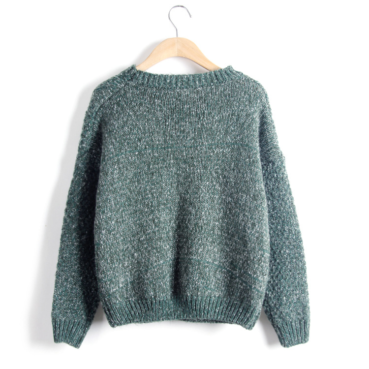 Loose Thick Needle Check Knit Pullover Sweater NSSX73249