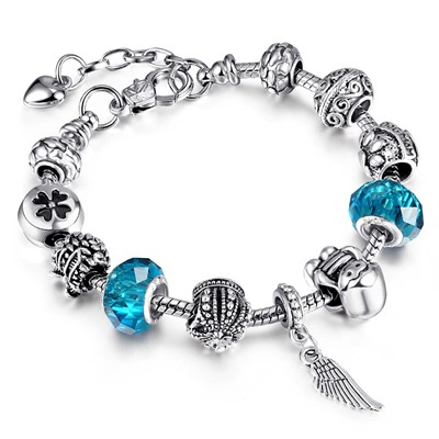 Браслет-талисман CHARMS SL74, серебрированная сплавная крупная бусина, регулируется 18–21 см