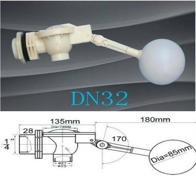 1 и 1/4 дюйма,(DN32) пластиковый поплавковый клапан, поплавковый клапан, пластиковый поплавковый клапан 1,2 дюйма