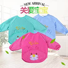 兒童罩衣反穿衣長袖防水 男女寶寶純棉衣吃飯衣反穿罩衣直銷批發