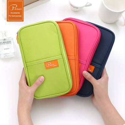 P.travel新款韩国 护照包 证件包长款手拿票据包 RFID超大容量4本