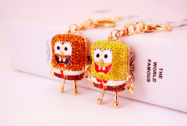 Korean Car Full Of Diamonds Cute Cartoon Baby Key Chain display picture 2