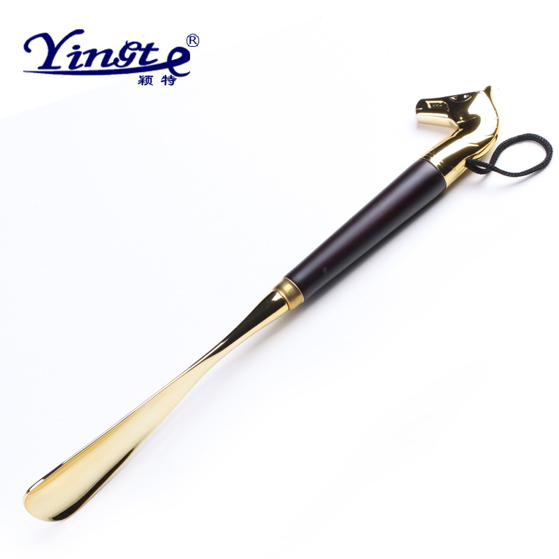 马头鞋拔子实木酒店用品提鞋器鞋抽金属鞋拔家居用品|ru