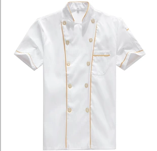 酒店厨师服夏季短袖 食堂厨师服装 厨房工作服厂家直销可印字