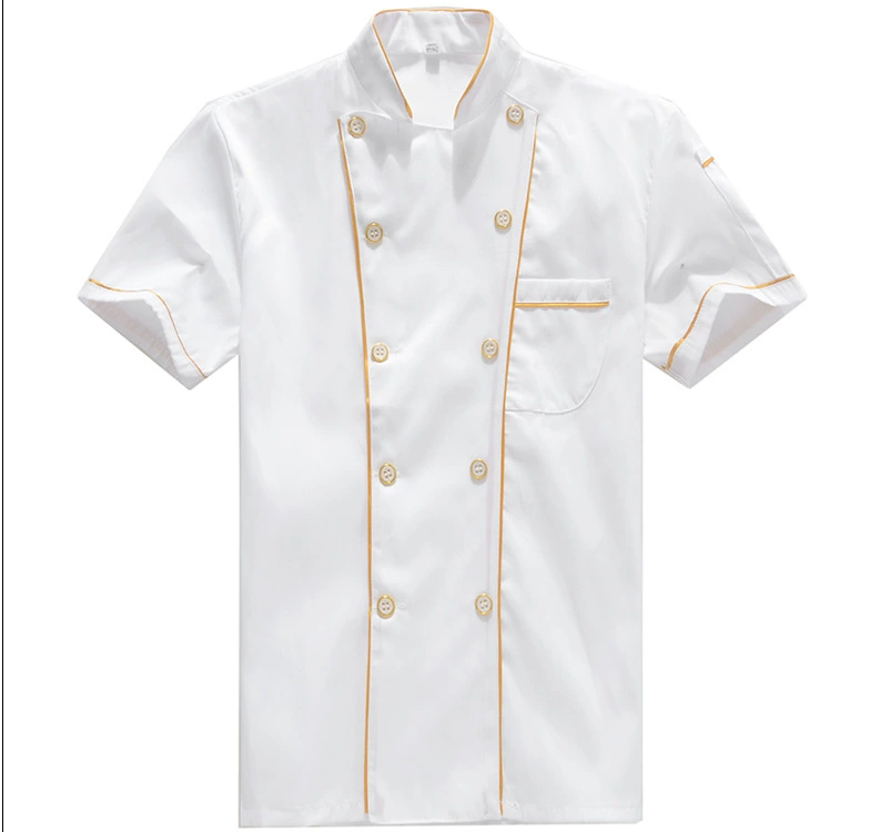 酒店厨师服夏季短袖 食堂厨师服装 厨房工作服厂家直销可印字