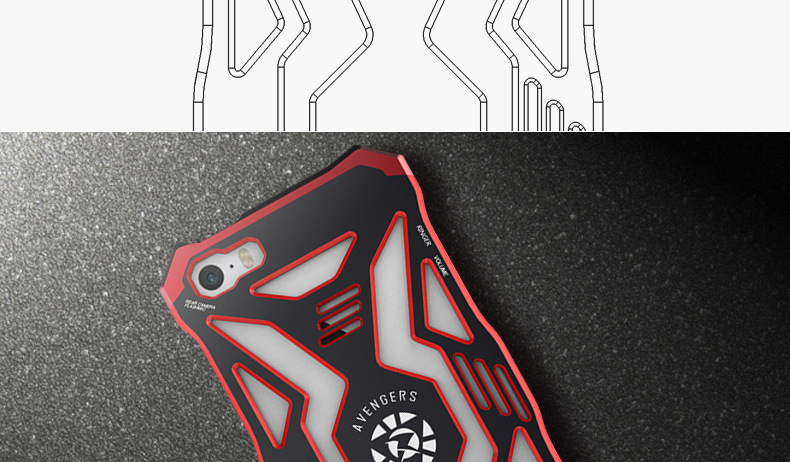 R-Just Avengers Superhero Aluminum Metal Case Cover with Shockproof Hard PC for Apple iPhone SE/5S/5