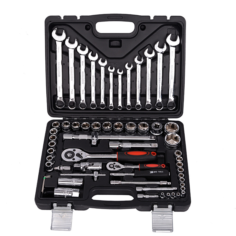61件套筒批头棘轮扳手组合加强套装两用扳手随车机修保养套装送