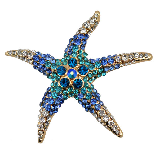 European and Korean fashion high-end pink crystal diamond starfish brooch factory direct sales wholesale retail corsage Yiwu jewelry