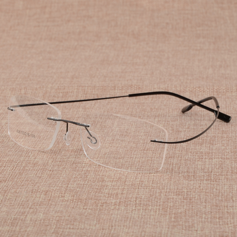 混批男款商务近视眼镜架金属记忆框架眼镜无框镜架厂家直销