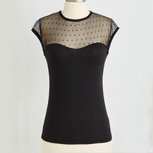 女装短袖T恤性感黑色蕾丝领口 欧美ebay速卖通热销