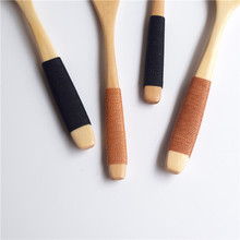 創意木質纏線勺叉套裝 便攜式學生木勺木叉 木質餐具長柄勺叉套裝