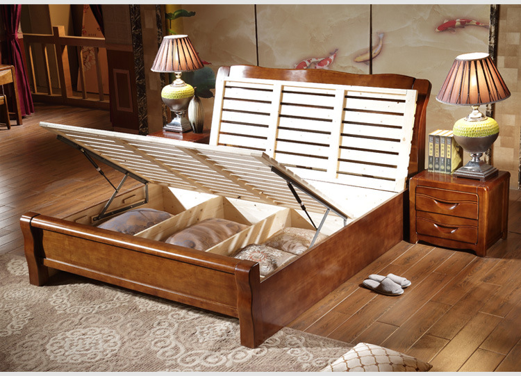 实木床现代中式实木床双人床1.5米1.8米全实木架子床橡胶木床